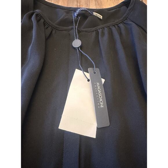 Magaschoni 100% Silk Shift Dress Size 14 Zipper Black NWT Sleeveless Classic - Picture 4 of 15